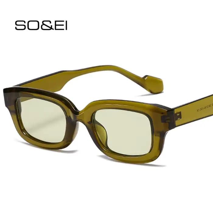 SO & EI rétro petit rectangle lunettes de soleil femmes bonbons couleurs nuances UV400 carré hommes