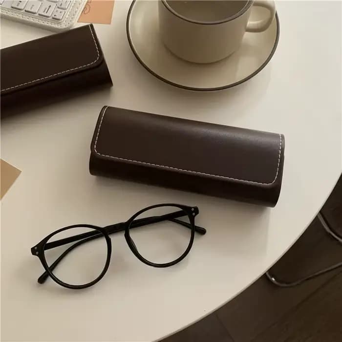 Étui à lunettes café vintage – Porte-lunettes portable léger