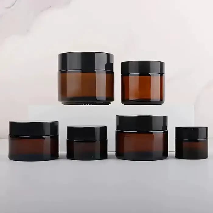 Bouteilles de crème en verre rechargeables de 60g, bouchon, récipients vides pour crèmes et lotions pour le visage, idéales pour les produits de soins de la peau