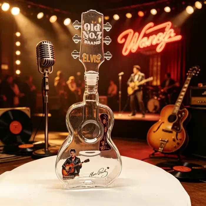 Carafe à liqueur en forme de guitare Elvis Rock King, bouteille à whisky en verre cristal, ornement de collection pour les amateurs de musique