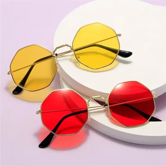 Lunettes de soleil rétro octogonales pour hommes et femmes