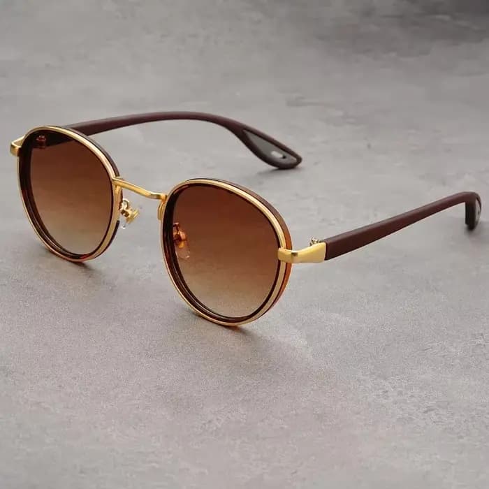 Lunettes de soleil rétro rondes dorées