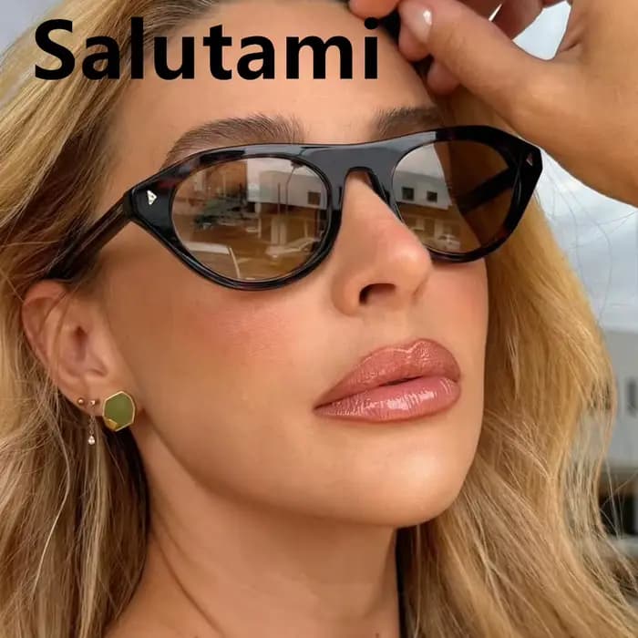 Nouvelle marque de mode léopard lunettes de soleil œil de chat pour femmes vintage petit rond dégradé