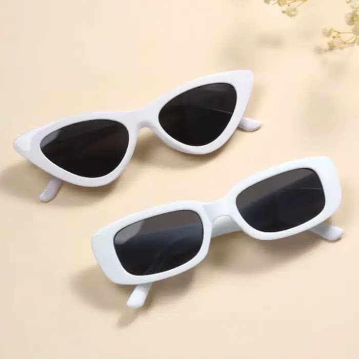 2 paires de lunettes de soleil carrées œil de chat roses pour femmes