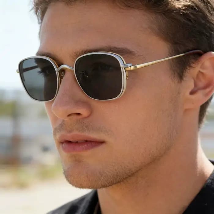 Lunettes de soleil 2 en 1 magnétiques de luxe vintage en titane pour homme