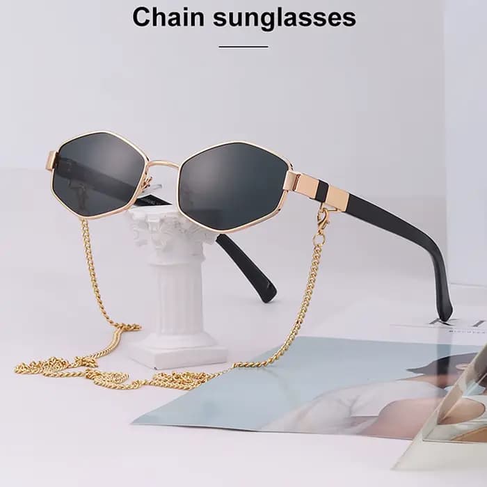Lunettes de soleil punk 2026 avec chaîne