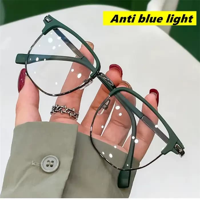 YOOSKE Retro Square Glasses Transparent Frame Eyewear Anti-blue Light Flat