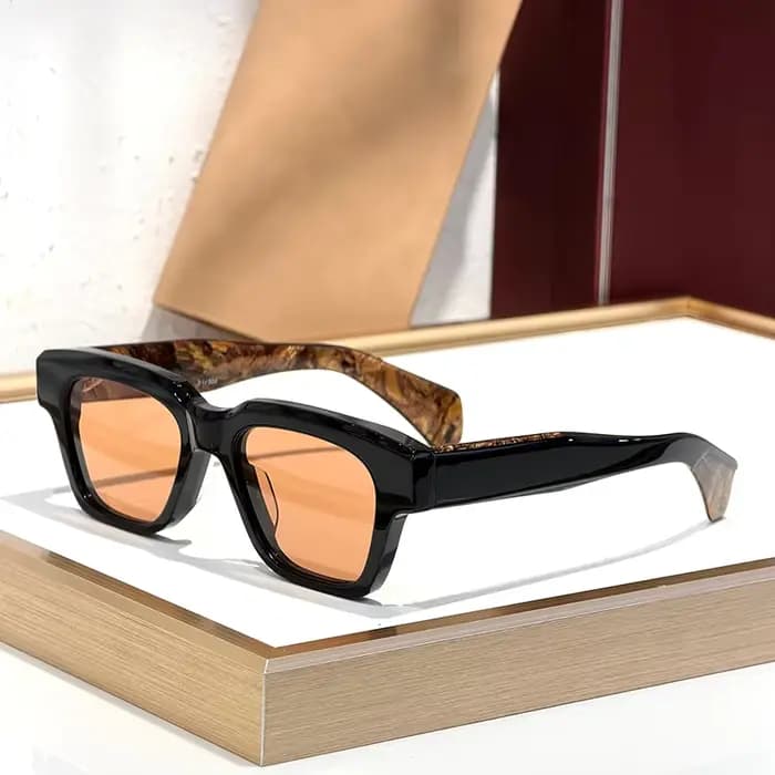 Lunettes de soleil FELLINI classiques noires patchwork pour hommes