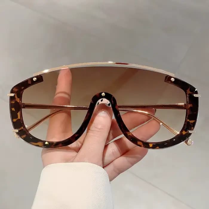 KAMMPT mode léopard femmes lunettes de soleil élégant dégradé Sports de plein air nuances de luxe en métal conception