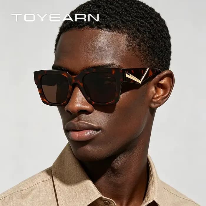 Lunettes de soleil carrées vintage à grande monture pour femmes et hommes