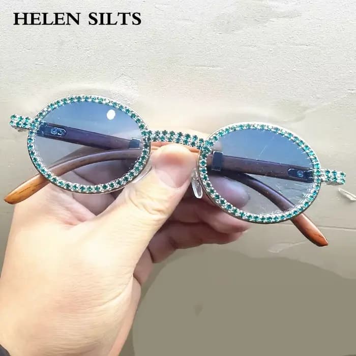 Lunettes de soleil à monture ovale en diamant pour femmes