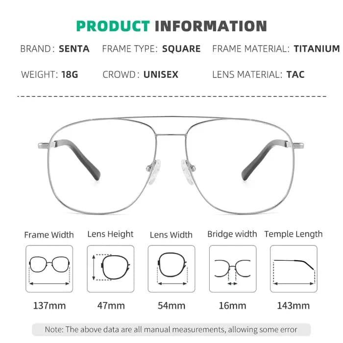 Monture de lunettes en titane pour hommes