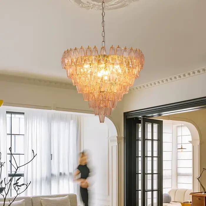 Lustre en verre de Murano de luxe pour villa, salon, salle à manger, escalier, lampe suspendue en verre coloré à plusieurs niveaux, décoration intérieure