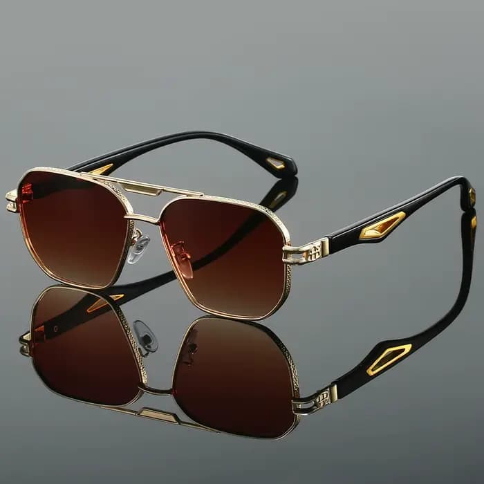 KAMMPT Vintage carré lunettes de soleil hommes nouveau classique Double pont dégradé nuances à la mode rétro marque