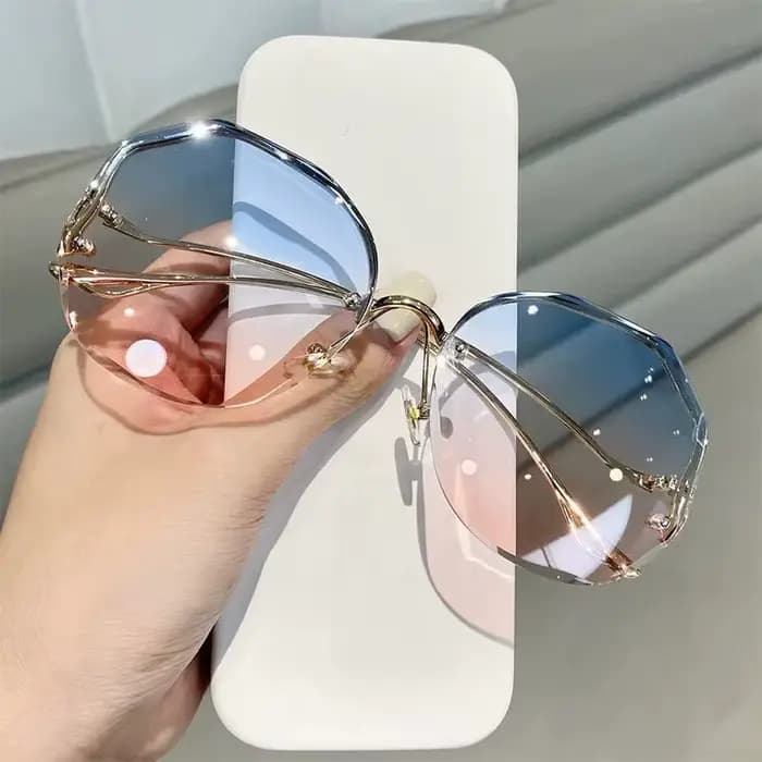 Lunettes de soleil polygone sans bords pour femmes