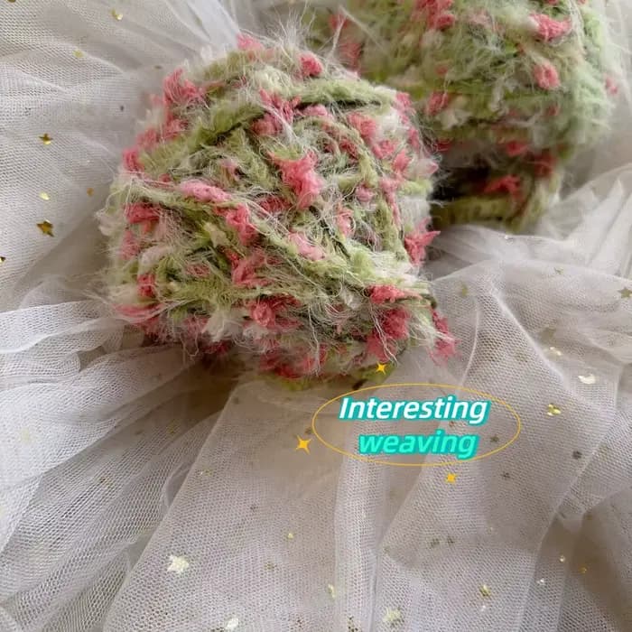 Fil à tricoter et à tisser vert style pastoral 100g, mélange artisanal fait main, pelote de laine DIY