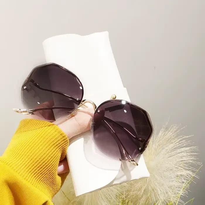 Lunettes de soleil polygone sans bords pour femmes
