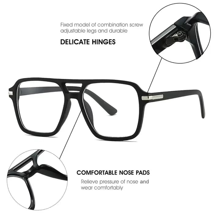 CLOUT GOGGLES Nouvelle Monture de Lunettes Tendance Homme Femme Cadre Carré Classique Verres Anti-Lumière Bleue Marque