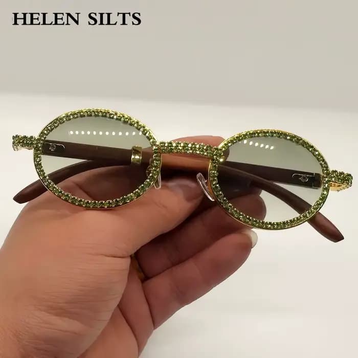 Lunettes de soleil à monture ovale en diamant pour femmes