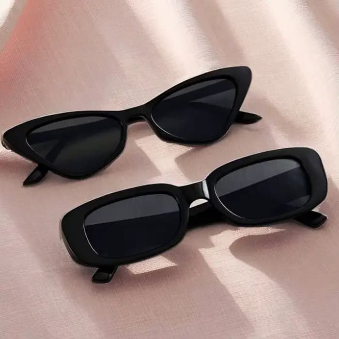 2 paires de lunettes de soleil carrées œil de chat roses pour femmes