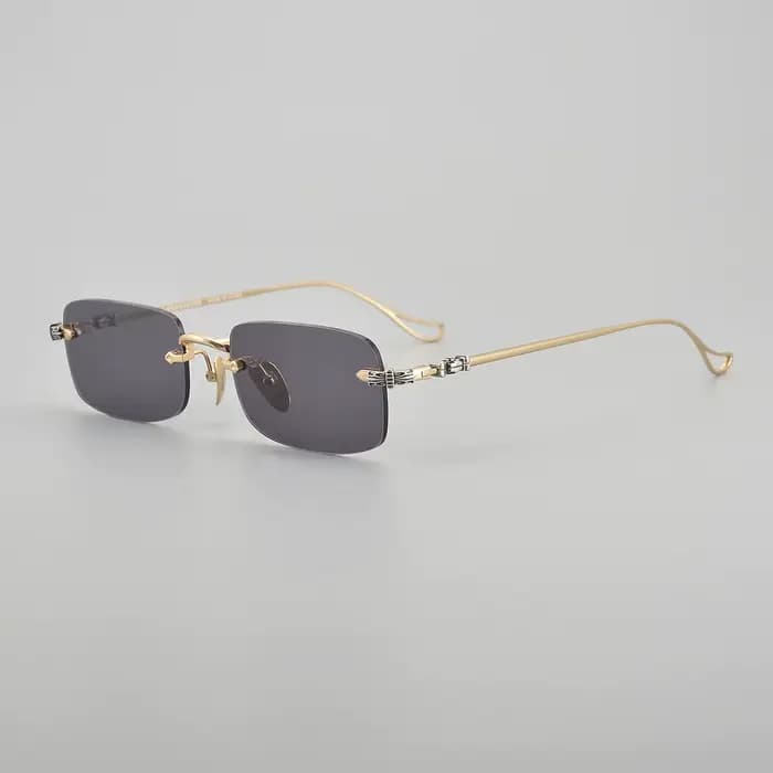 Lunettes de soleil carrées sans monture en titane pour hommes et femmes