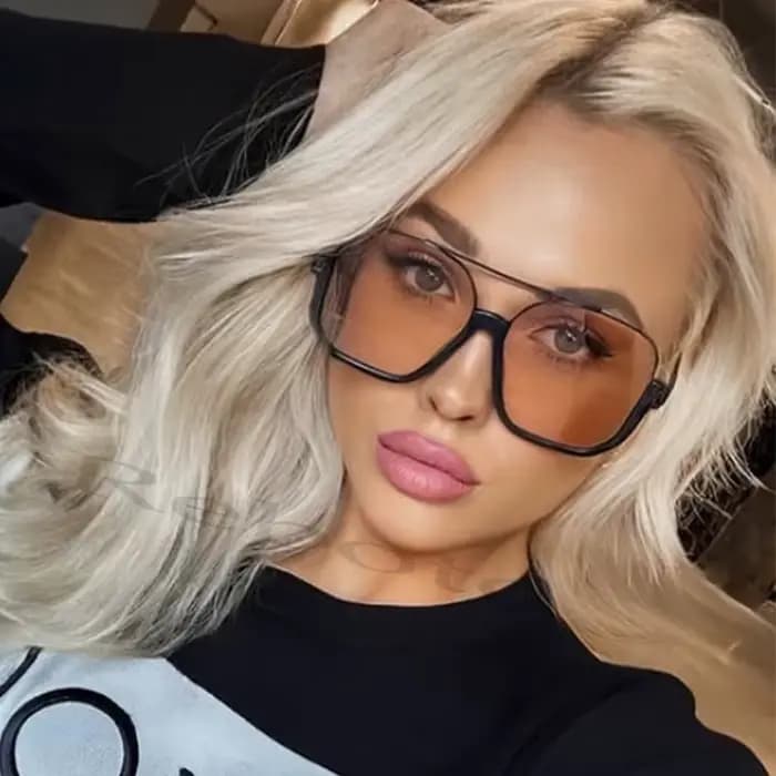 Lunettes de soleil carrées à double pont pour femmes