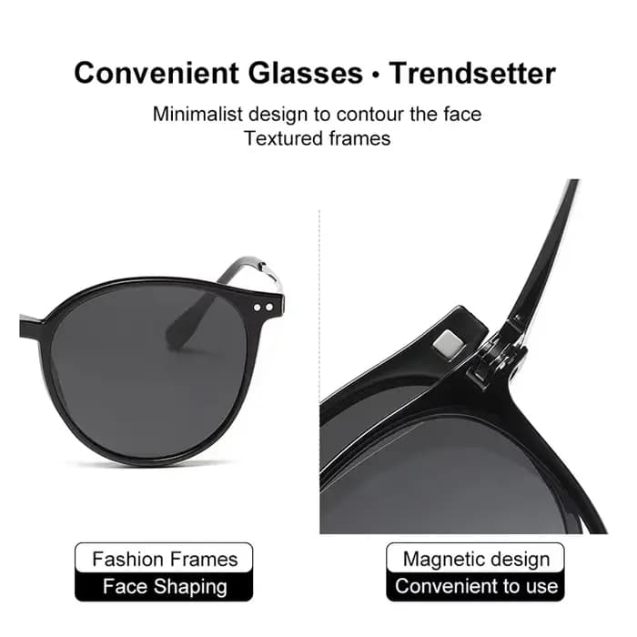 CLLOIO pince magnétique sur lunettes femmes conduite polarisé rond rose optique