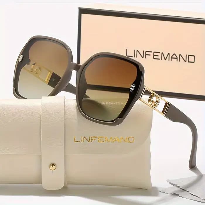 LINFEMAND Lunettes de mode à monture surdimensionnée avec lentille dégradée