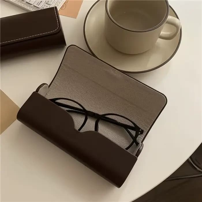 Étui à lunettes café vintage – Porte-lunettes portable léger
