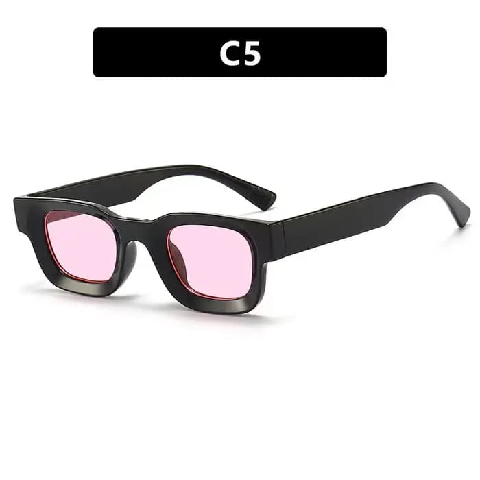 Petites lunettes de soleil rectangulaires à monture épaisse