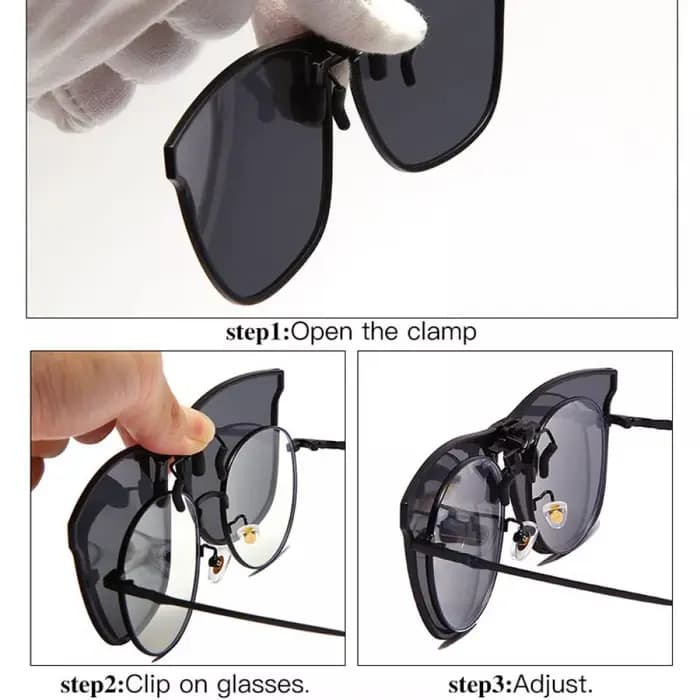 Hommes sans monture rabattable pince sur lunettes de soleil pour myopie