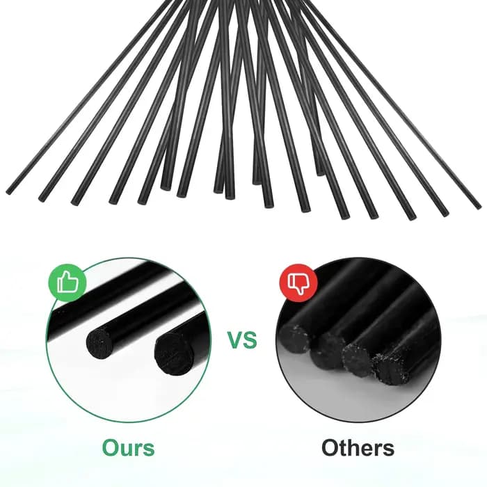 1-10 pièces de tiges en fibre de verre noires 500 mm x 0,8-8 mm - Bâtonnets flexibles et résistants pour le bricolage, la réparation, le modelage et la construction