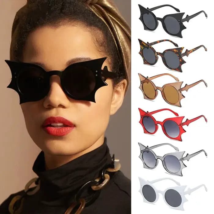 Lunettes de soleil gothiques en forme de chauve-souris sans bords pour femmes