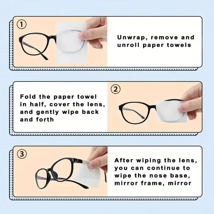 Lingettes nettoyantes jetables pour lunettes
