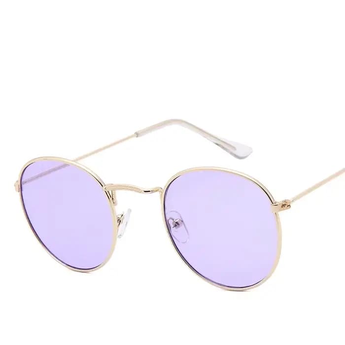 Petites lunettes de soleil rondes en métal rose pour femmes