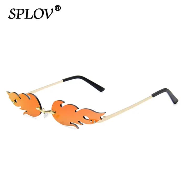 Lunettes de soleil de luxe en forme de flamme de feu pour femmes
