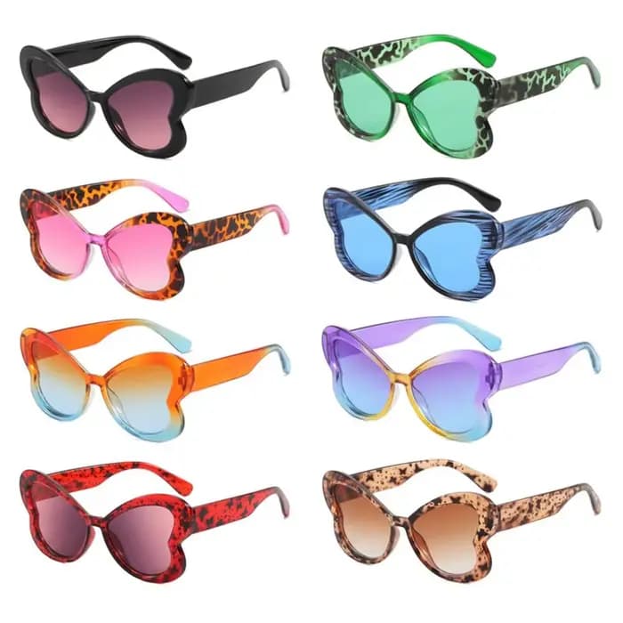 Lunettes de soleil papillon élégantes couleur bonbon