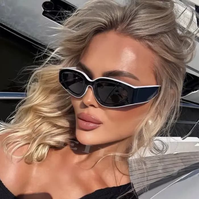 Lunettes de soleil œil de chat noir et blanc pour femmes