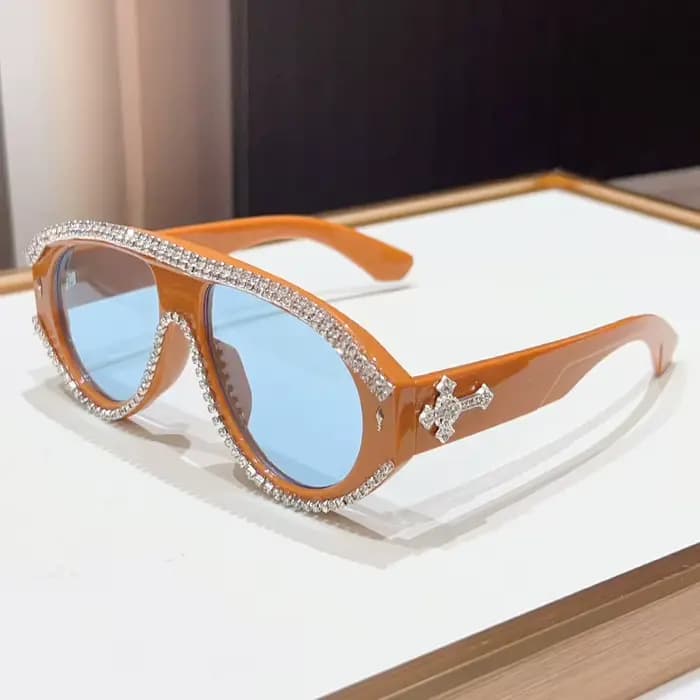 Lunettes de soleil pilote tendance 2026 pour femme avec strass de luxe – Idéales pour les fêtes et activités – Modèle attrayant pour dames