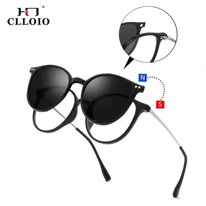 CLLOIO pince magnétique sur lunettes femmes conduite polarisé rond rose optique