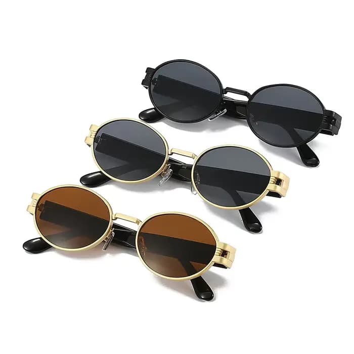 Lunettes de soleil ovales en métal pour hommes et femmes