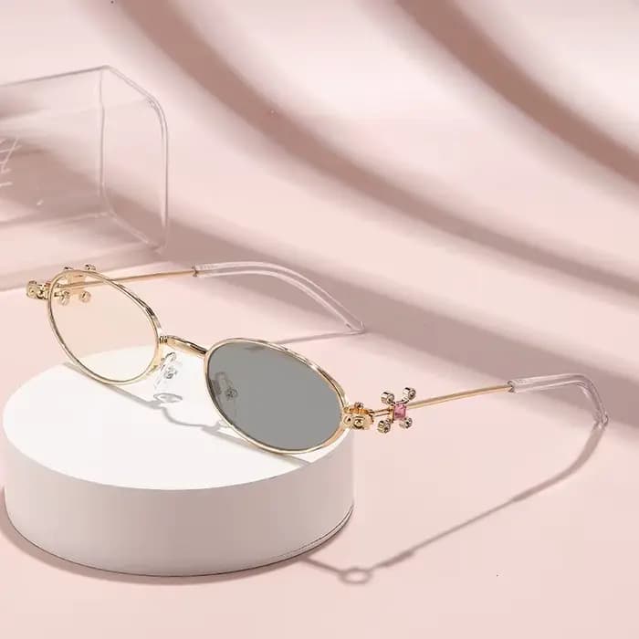 Lunettes de myopie photochromiques ovales argentées anti-lumière bleue pour femmes