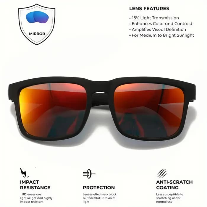 Lunettes de soleil de sport carrées 4 pièces avec motif de temple de créateur - UV400 pour hommes et femmes