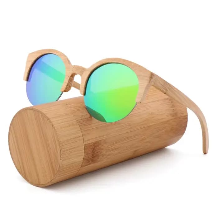 Lunettes de soleil rondes en bois de bambou pour femmes et hommes