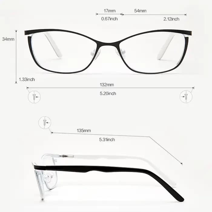 Lunettes œil de chat en métal pour femme