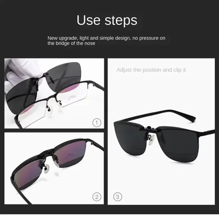 Lunettes de soleil polarisées à Clip carré pour femmes et hommes