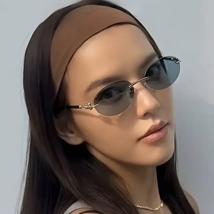 Lunettes de soleil ovales sans bords pour femmes