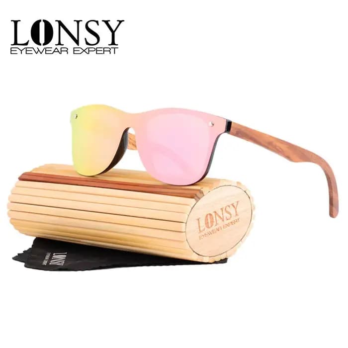 Lunettes de soleil rétro en bois pour hommes et femmes