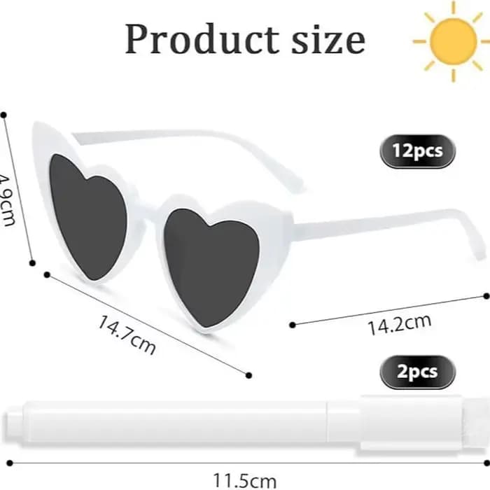 Ensemble de lunettes de soleil en forme de cœur pour fête