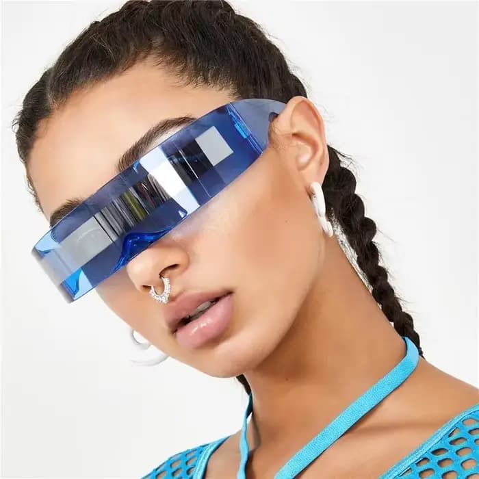 Futuriste étroit Cyclope visière lunettes de soleil Laser
